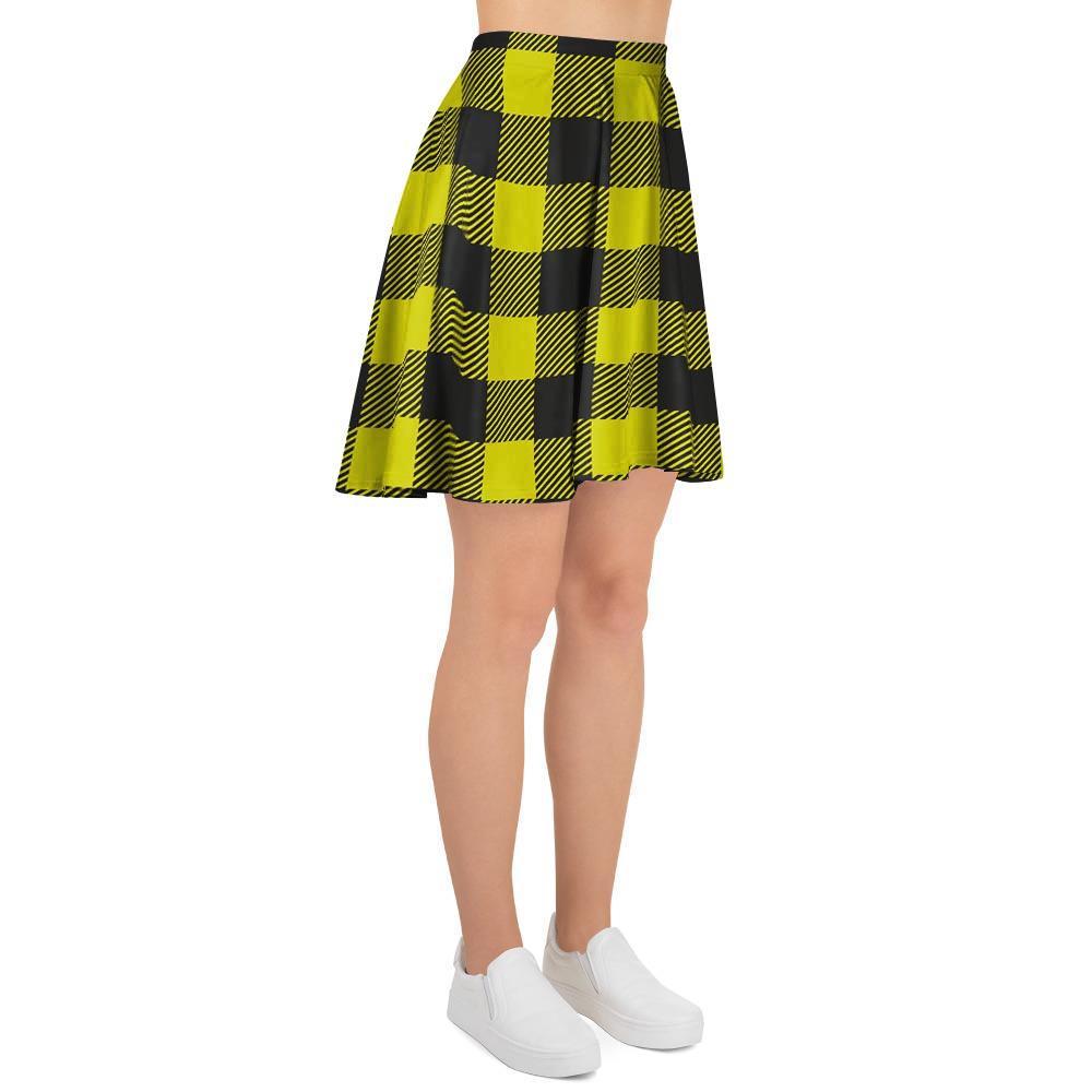 Yellow Plaid Women's Skirt-grizzshop