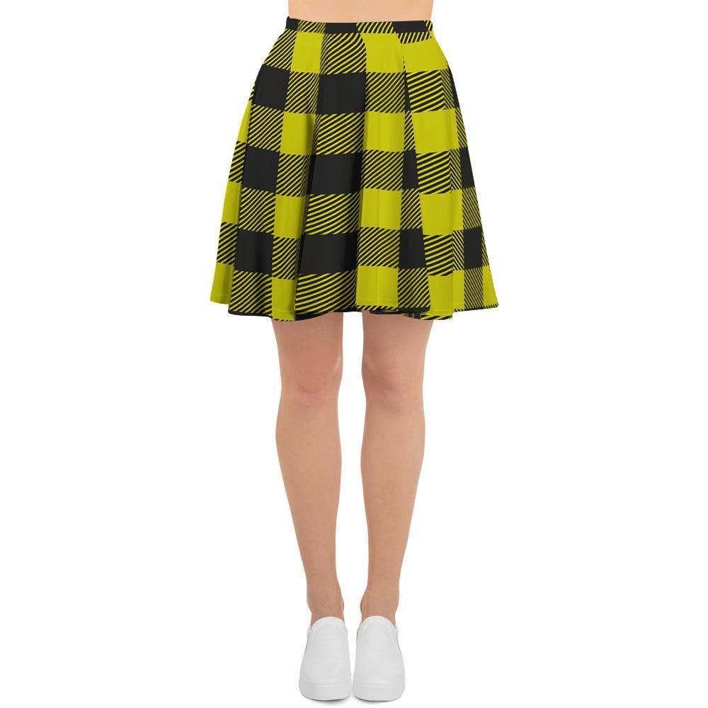 Yellow Plaid Women's Skirt-grizzshop