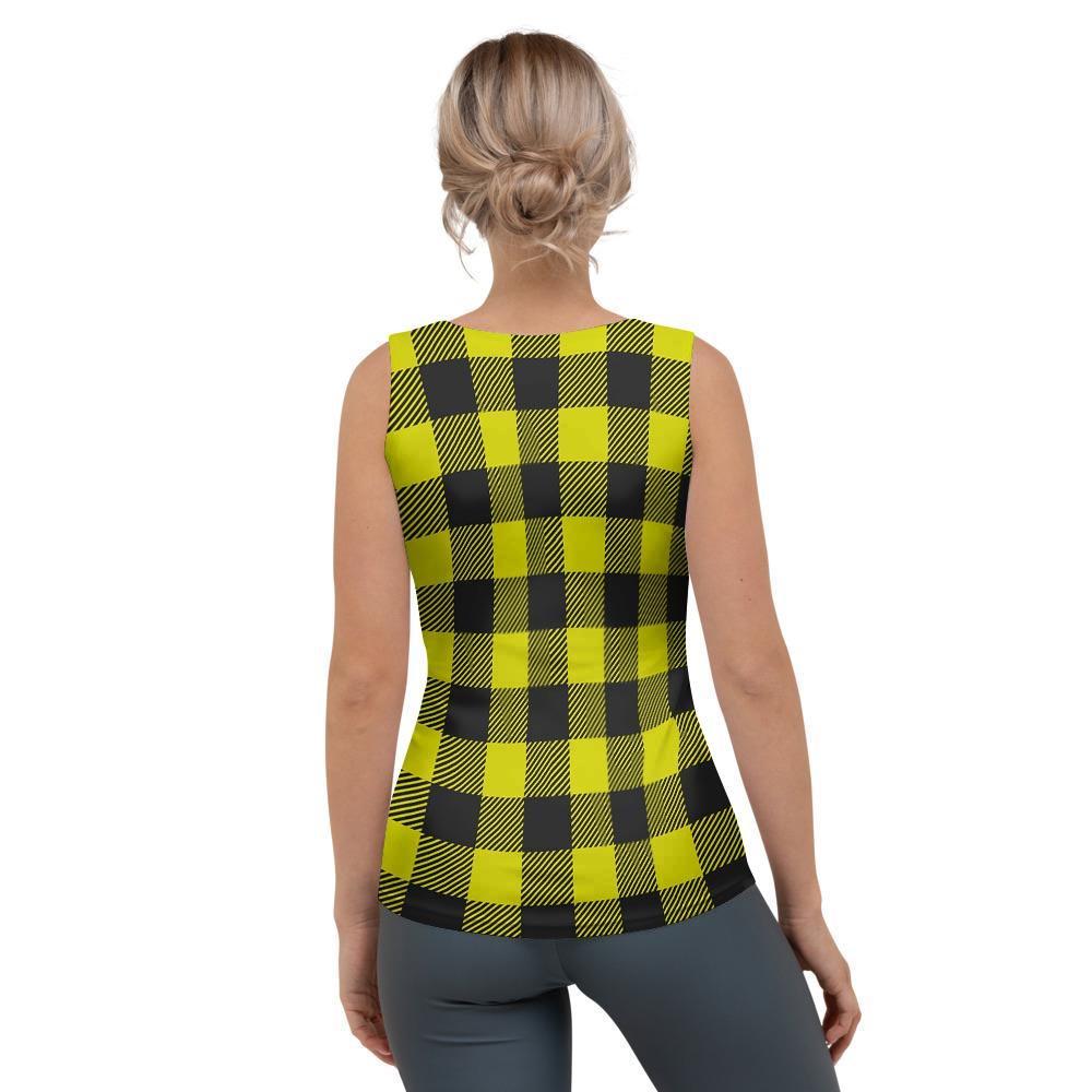 Yellow Plaid Women's Tank Top-grizzshop