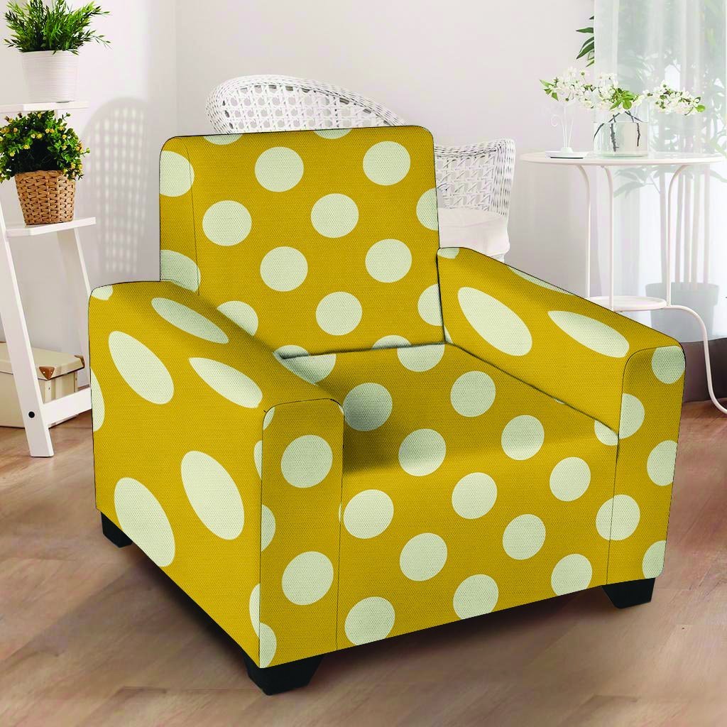 Yellow Polka Dot Armchair Cover-grizzshop