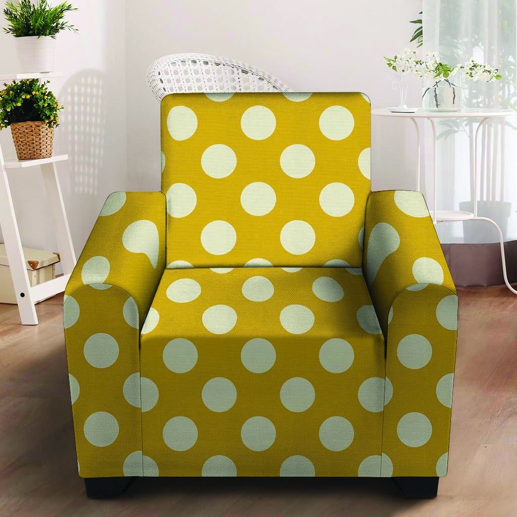 Yellow Polka Dot Armchair Cover-grizzshop