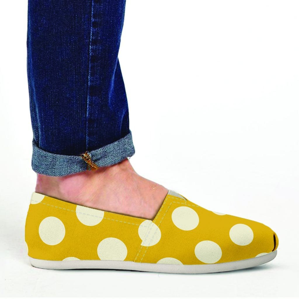 Yellow Polka Dot Canvas Shoes-grizzshop