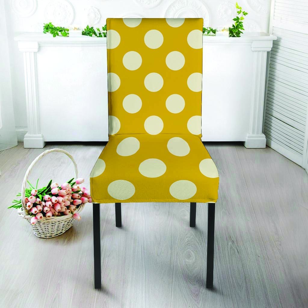 Yellow Polka Dot Chair Cover-grizzshop