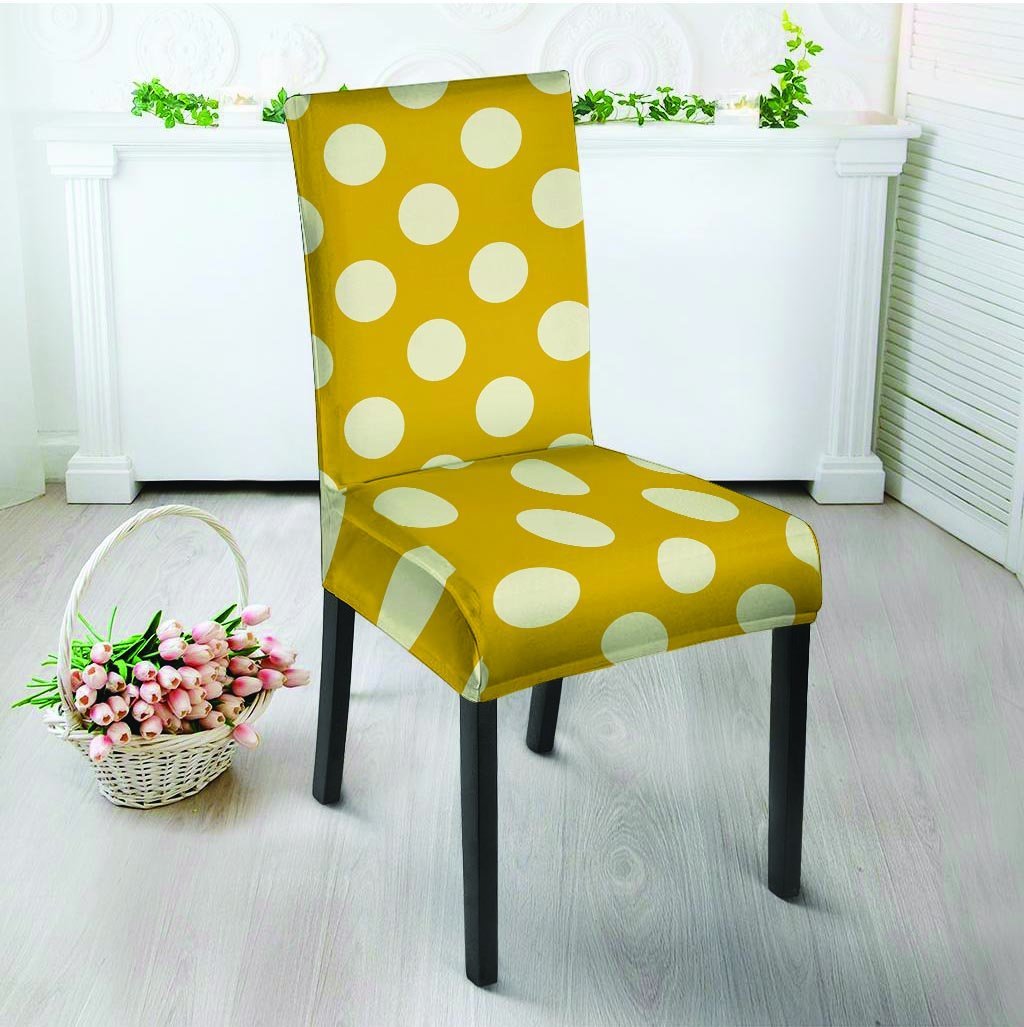 Yellow Polka Dot Chair Cover-grizzshop