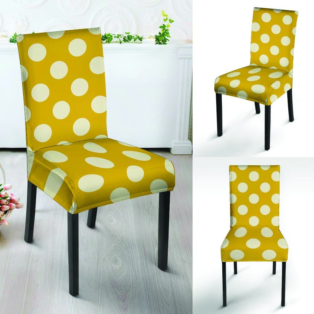 Yellow Polka Dot Chair Cover-grizzshop