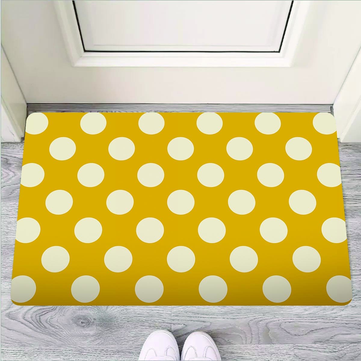 Yellow Polka Dot Door Mat-grizzshop