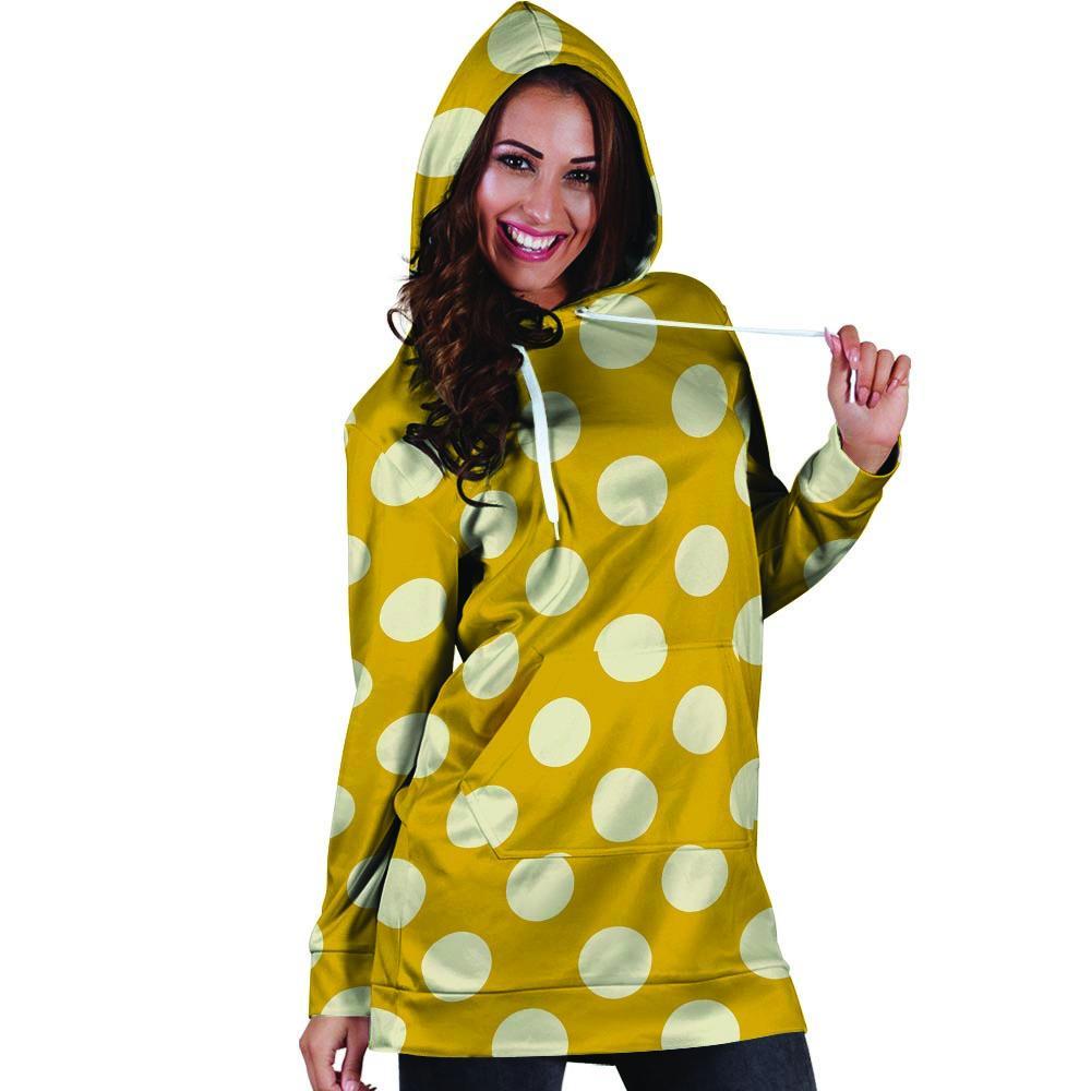 Yellow Polka Dot Hoodie Dress-grizzshop