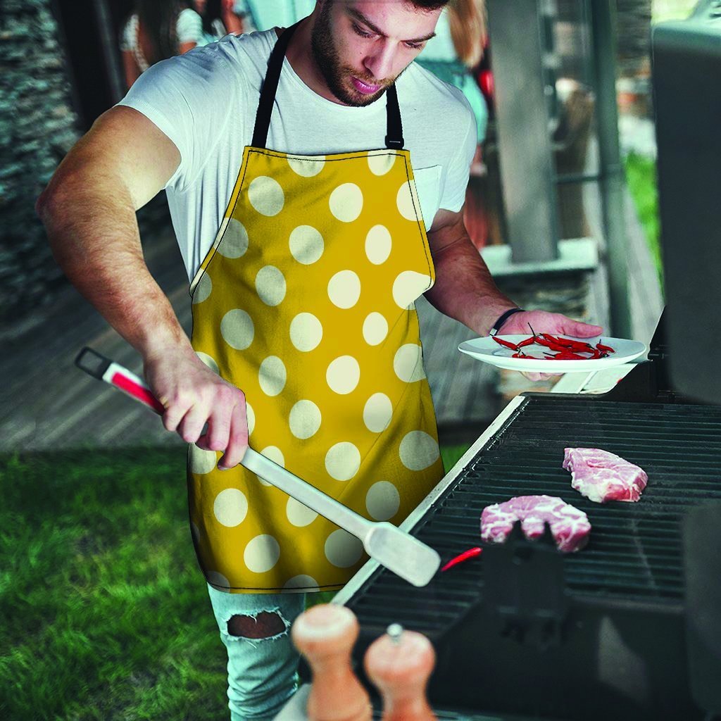 Yellow Polka Dot Men's Apron-grizzshop