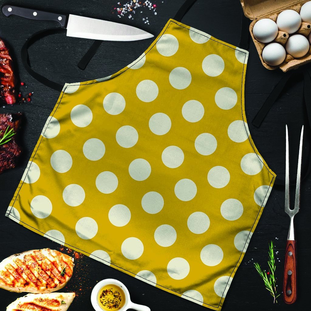 Yellow Polka Dot Men's Apron-grizzshop
