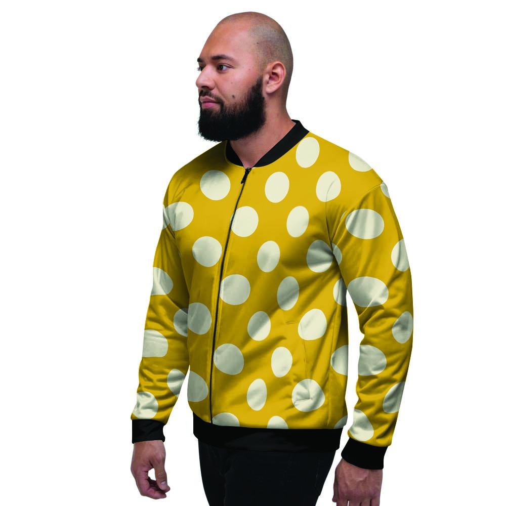 Yellow Polka Dot Men's Bomber Jacket-grizzshop