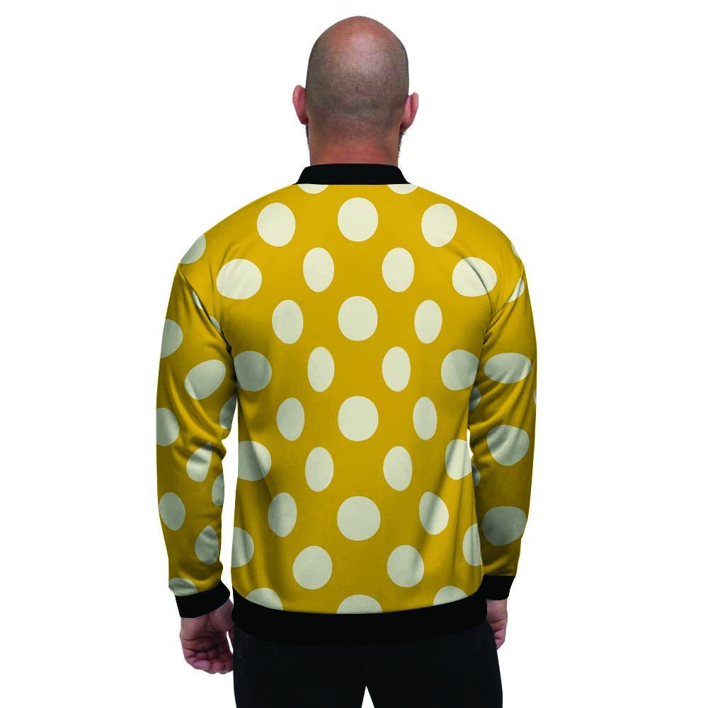 Yellow Polka Dot Men's Bomber Jacket-grizzshop