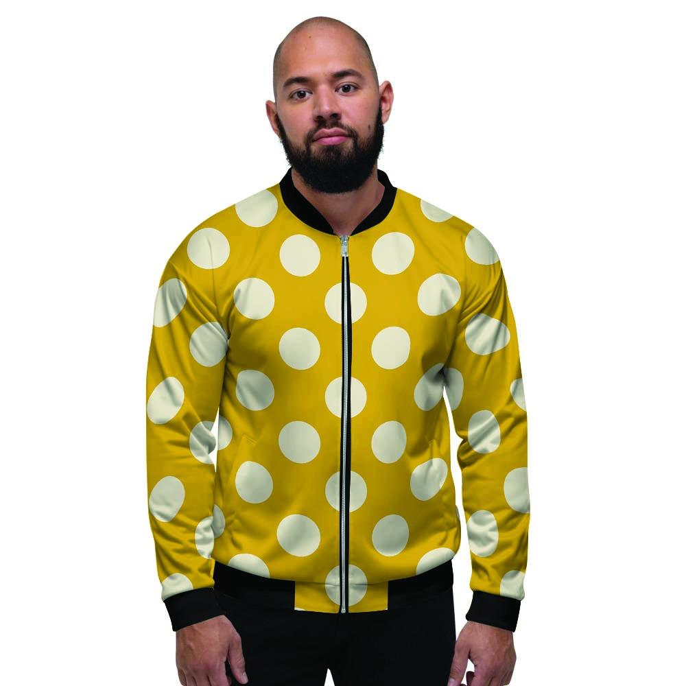 Yellow Polka Dot Men's Bomber Jacket-grizzshop