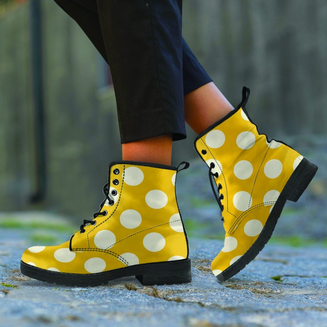 Yellow Polka Dot Men's Boots-grizzshop