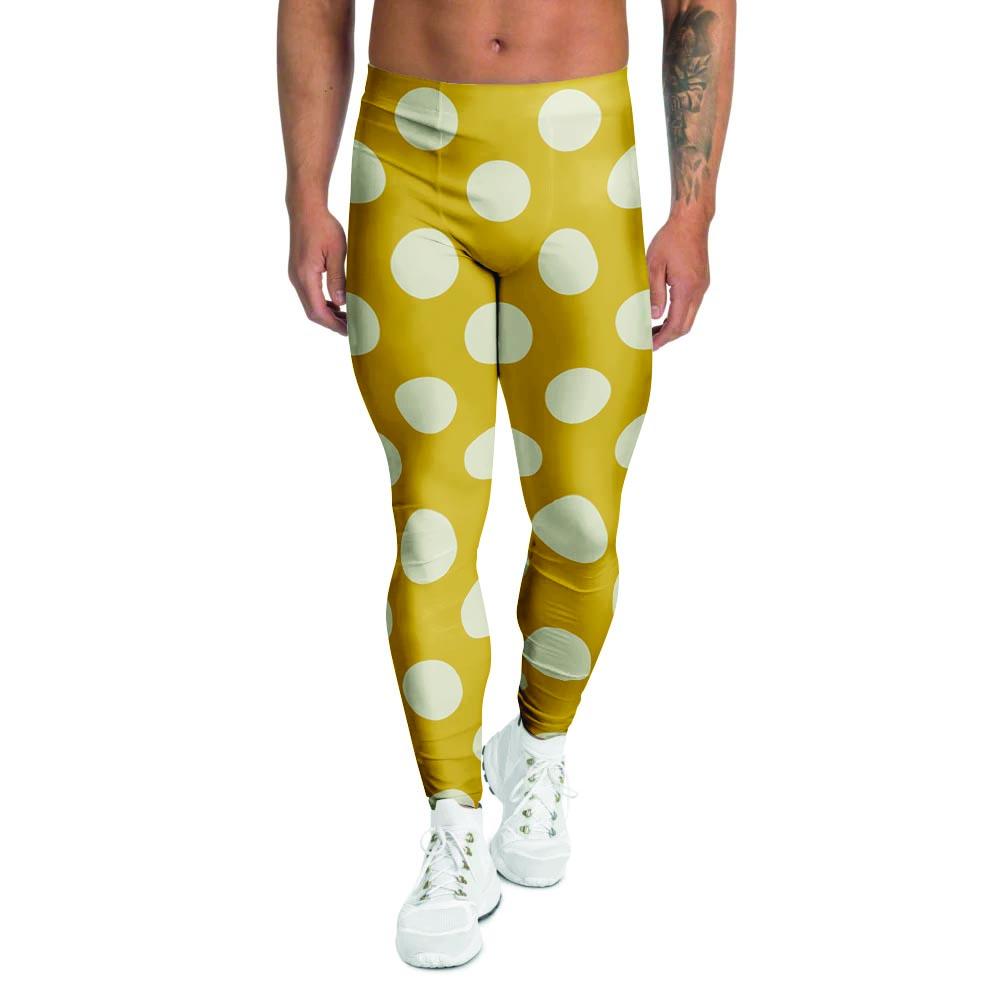 Yellow Polka Dot Men's Leggings-grizzshop