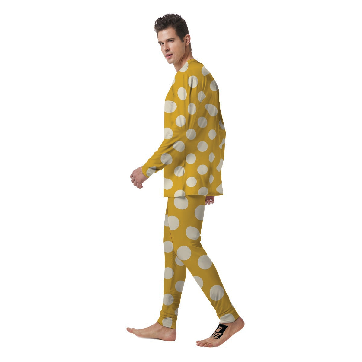 Yellow Polka Dot Men's Pajamas-grizzshop