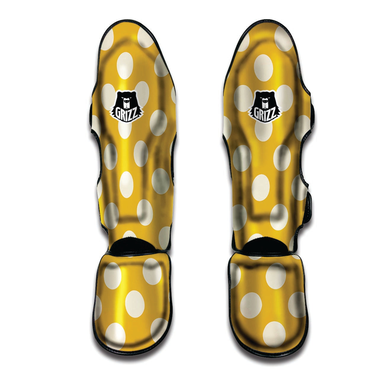 Yellow Polka Dot Muay Thai Shin Guard-grizzshop