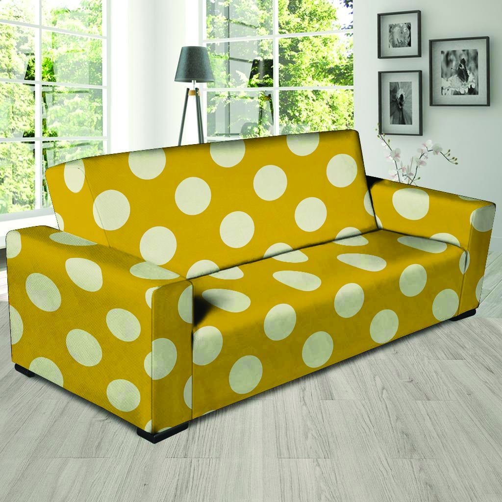 Yellow Polka Dot Sofa Cover-grizzshop