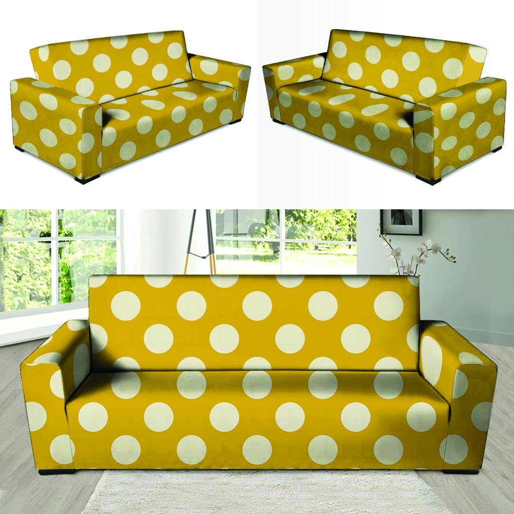 Yellow Polka Dot Sofa Cover-grizzshop