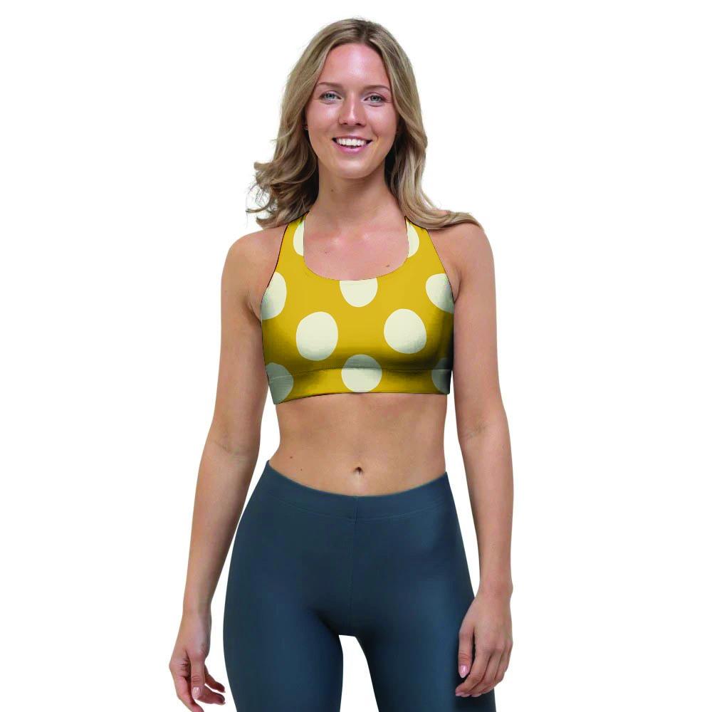 Yellow Polka Dot Sports Bra-grizzshop