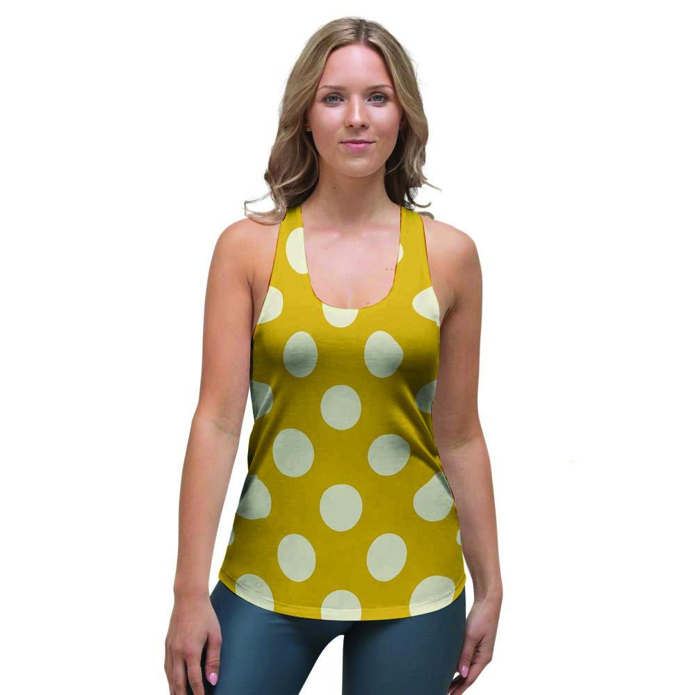 Yellow Polka Dot Women's Racerback Tank Top-grizzshop