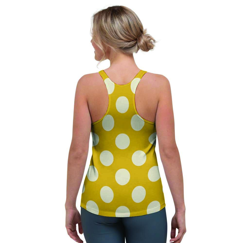 Yellow Polka Dot Women's Racerback Tank Top-grizzshop