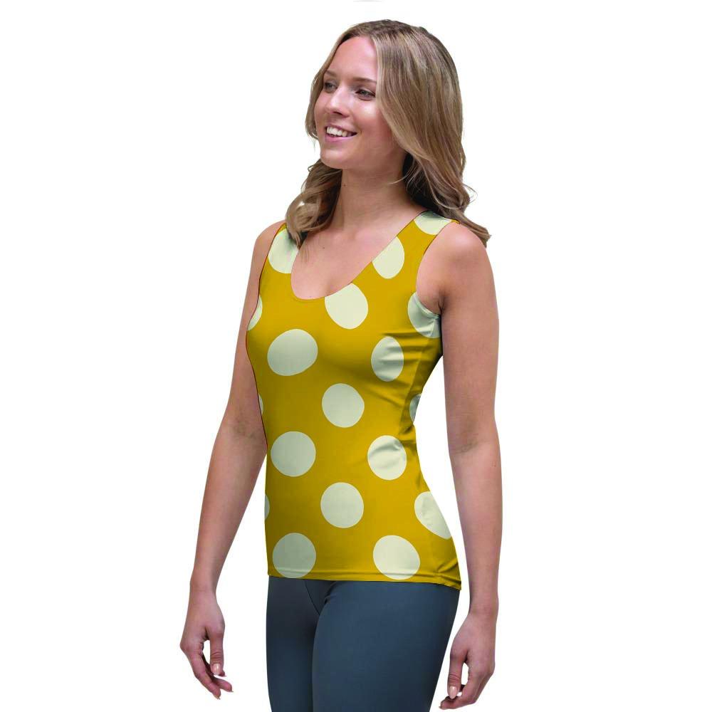 Yellow Polka Dot Women's Tank Top-grizzshop