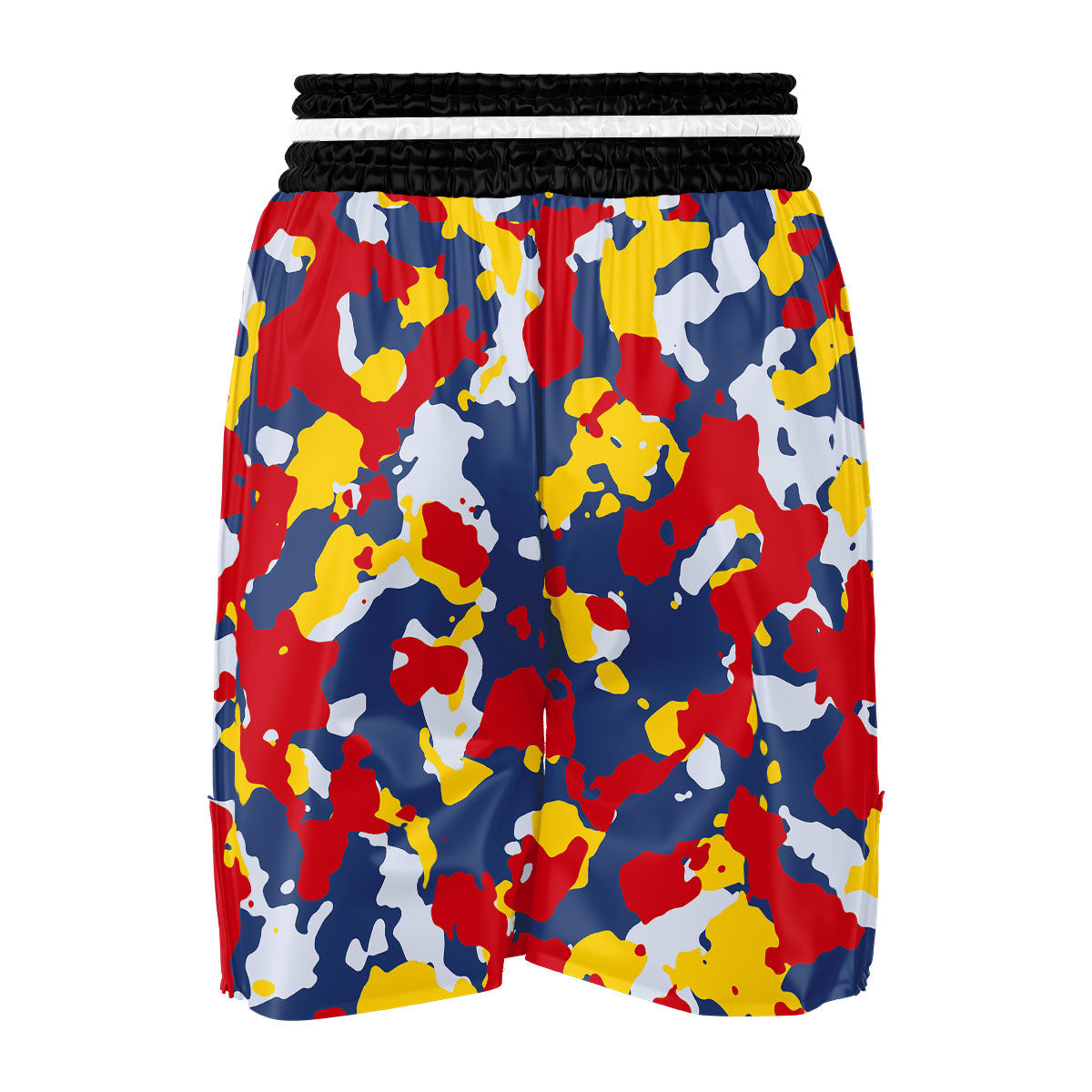 Yellow Red And Blue Camouflage Print Boxing Shorts-grizzshop