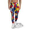 Yellow Red And Blue Camouflage Print Men's Leggings-grizzshop