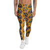 Yellow Skull Old School Tattoo Print Pattern Men's Leggings-grizzshop