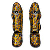 Yellow Skull Old School Tattoo Print Pattern Muay Thai Shin Guards-grizzshop