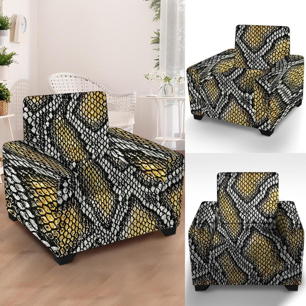 Yellow Snakeskin print Armchair Cover-grizzshop