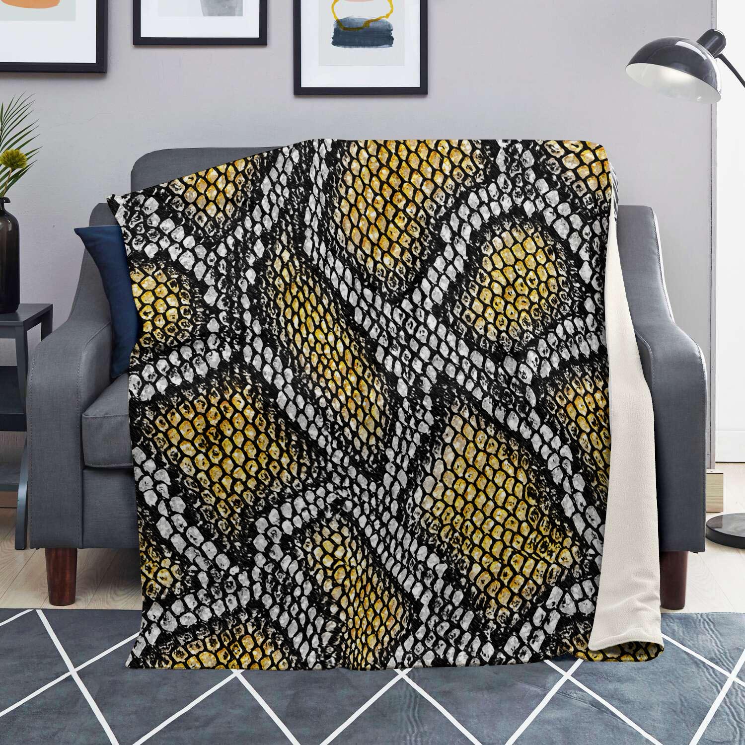 Yellow Snakeskin print Blanket-grizzshop