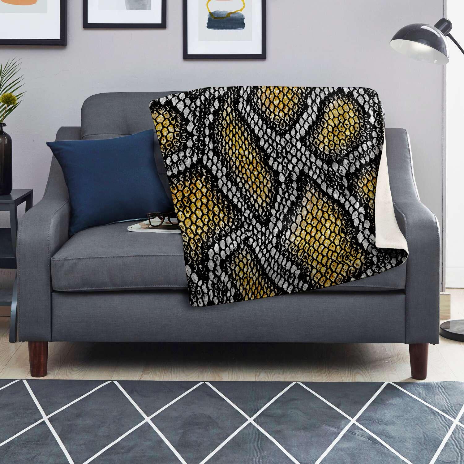 Yellow Snakeskin print Blanket-grizzshop