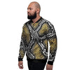 Yellow Snakeskin print Men's Bomber Jacket-grizzshop