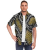 Yellow Snakeskin print Men's Short Sleeve Shirt-grizzshop