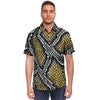 Yellow Snakeskin print Men's Short Sleeve Shirt-grizzshop