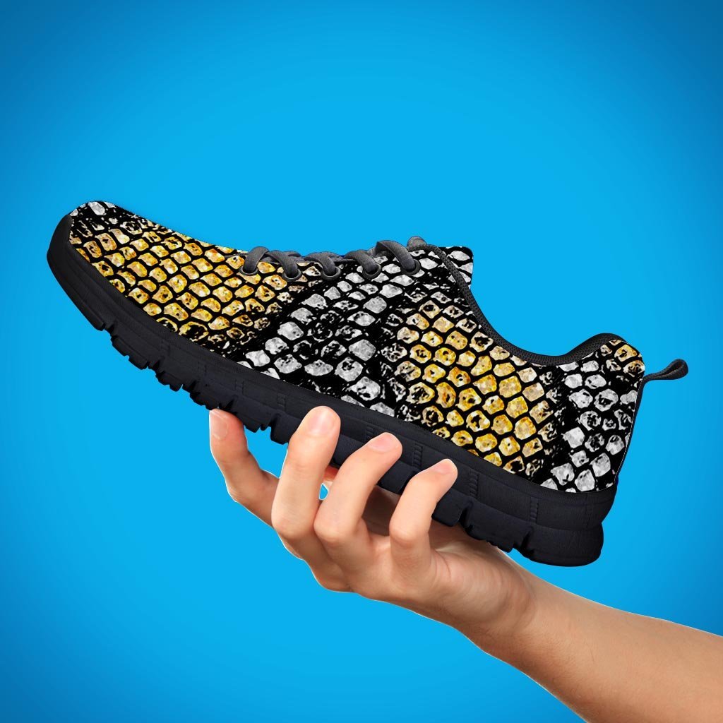 Yellow Snakeskin print Men's Sneakers-grizzshop