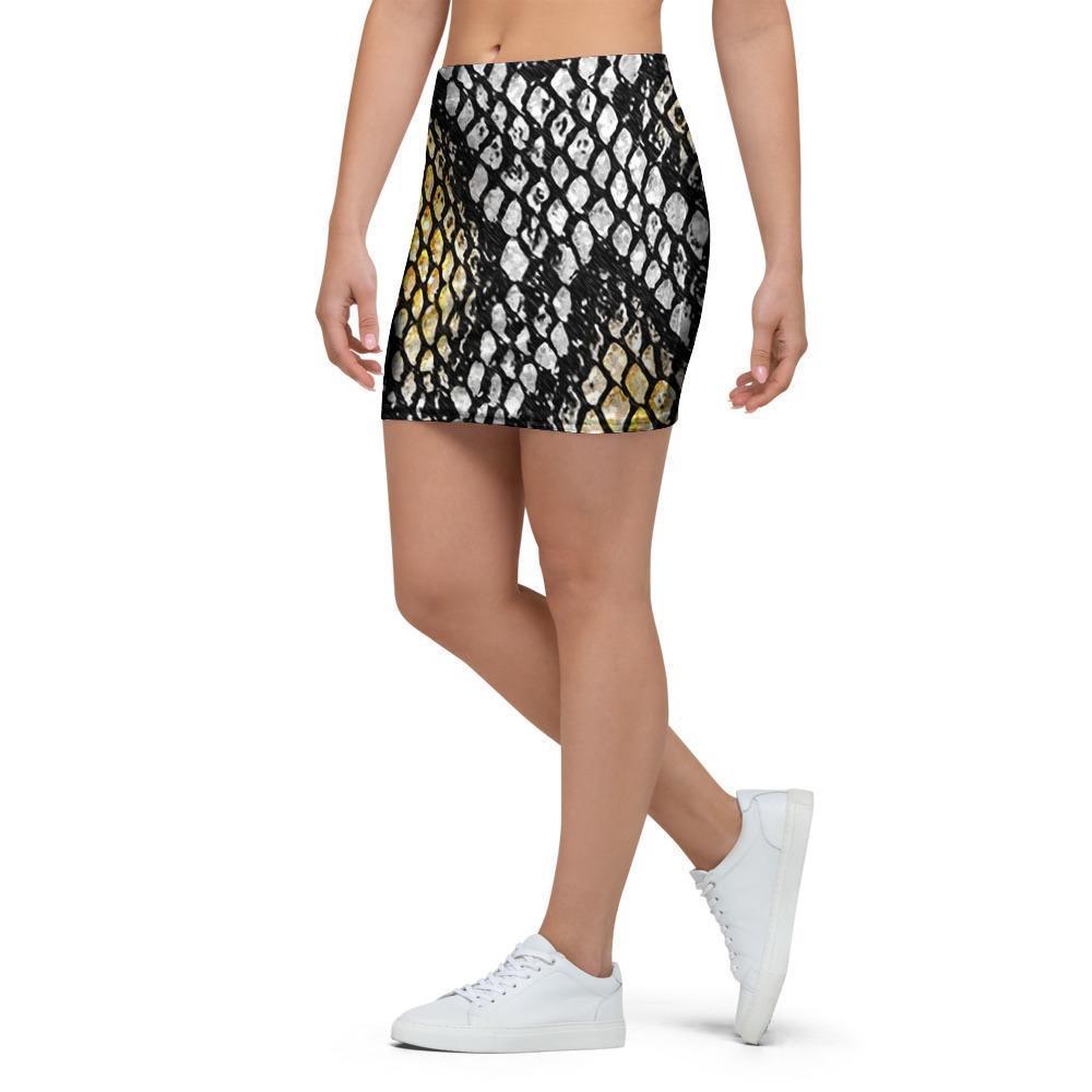 Yellow Snakeskin print Mini Skirt-grizzshop