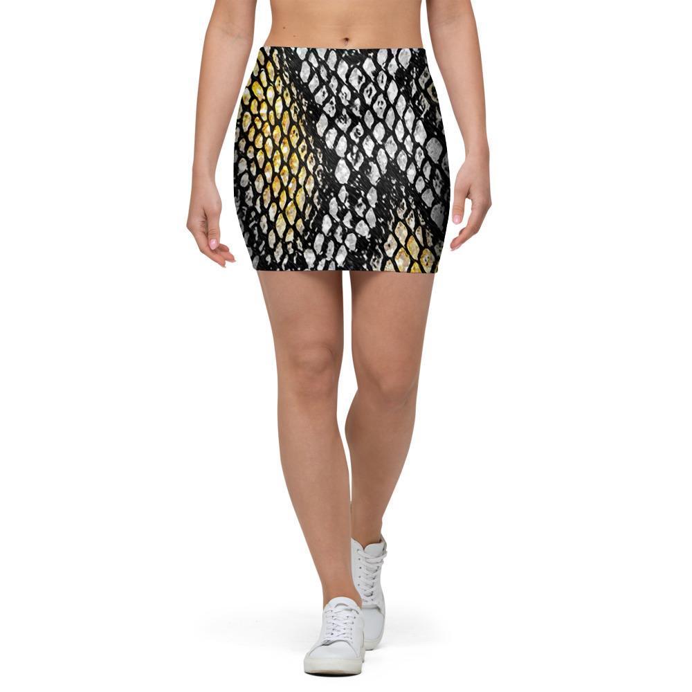 Yellow Snakeskin print Mini Skirt-grizzshop