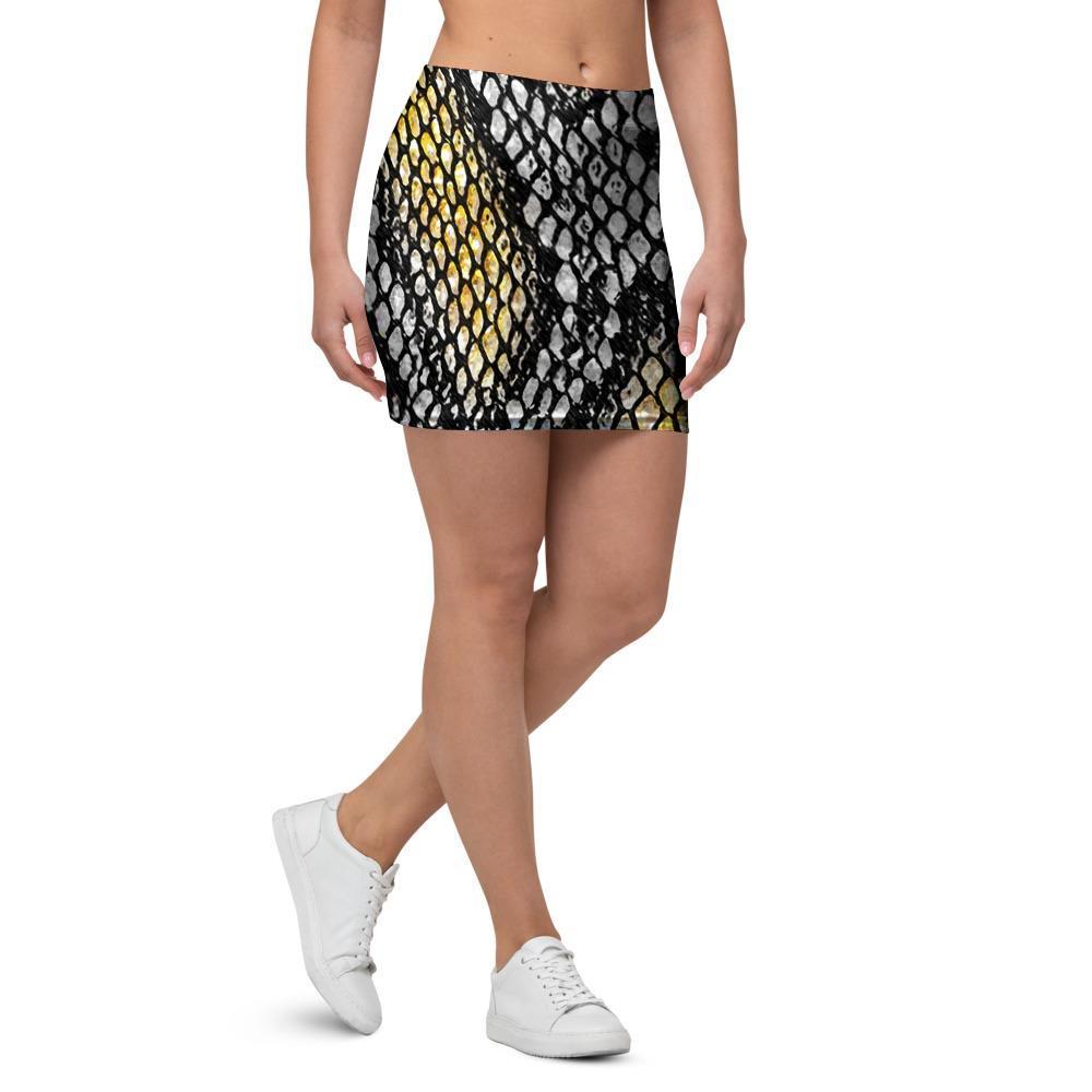 Yellow Snakeskin print Mini Skirt-grizzshop