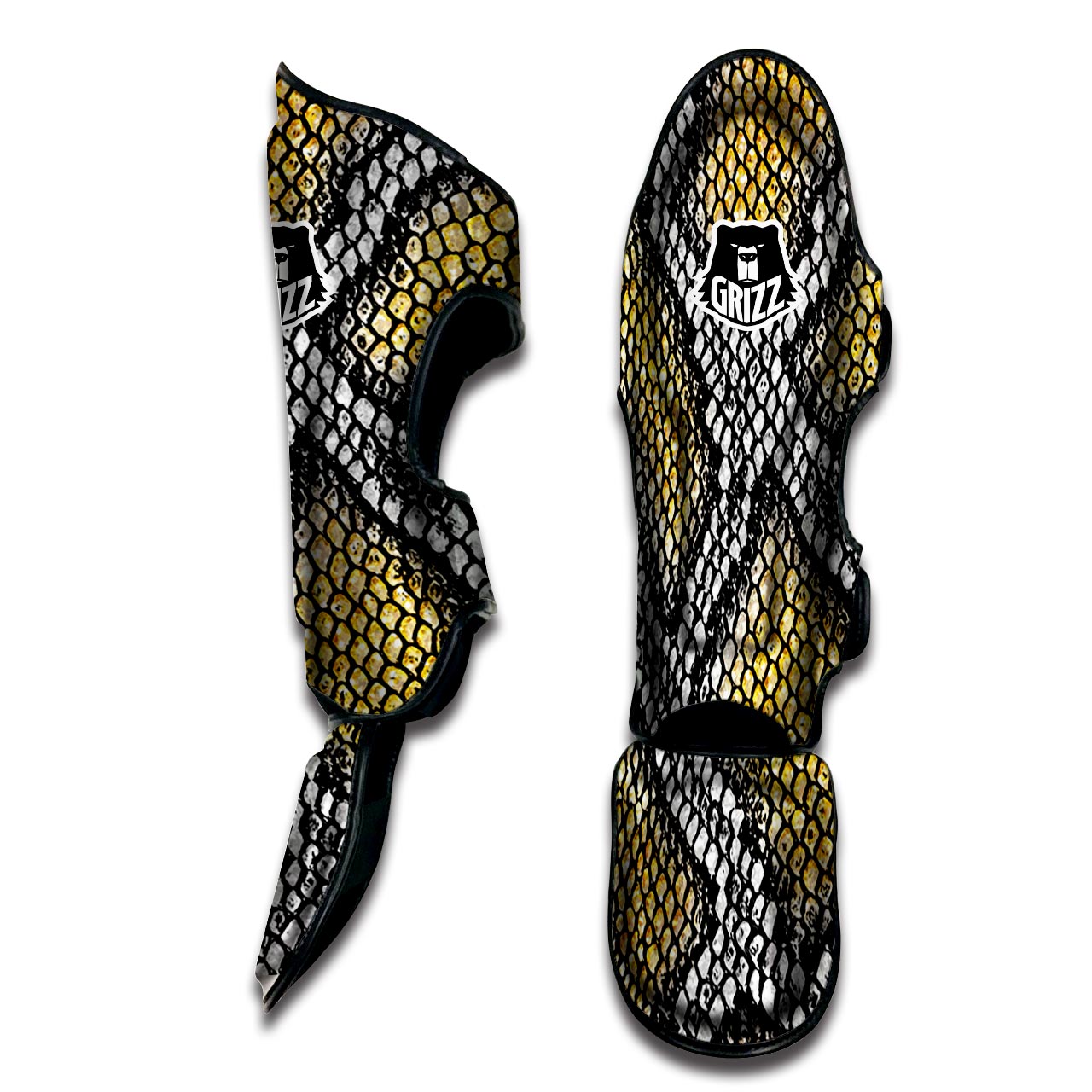 Yellow Snakeskin print Muay Thai Shin Guard-grizzshop