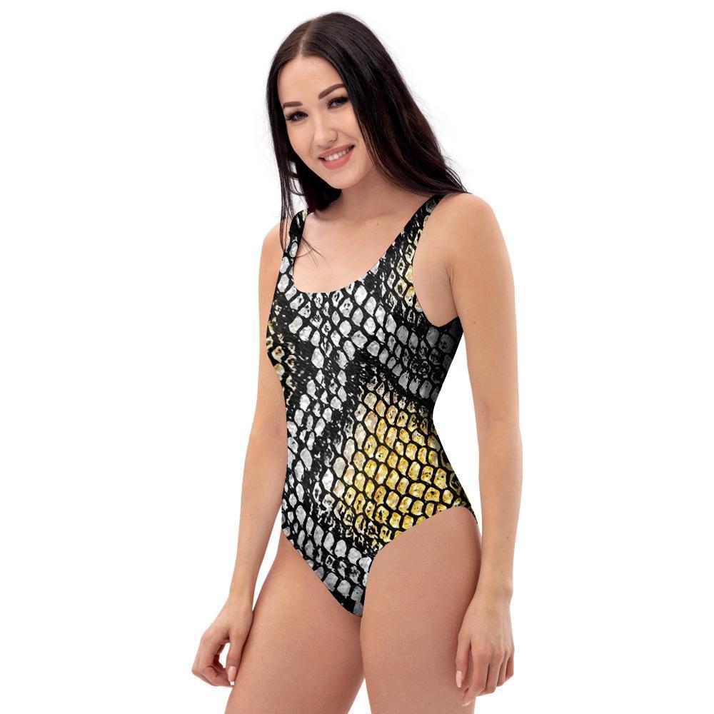 Yellow Snakeskin print One Piece Swimsuite-grizzshop