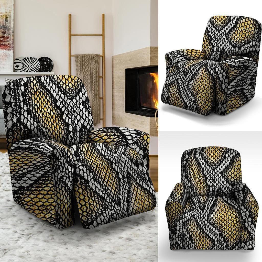 Yellow Snakeskin print Recliner Cover-grizzshop