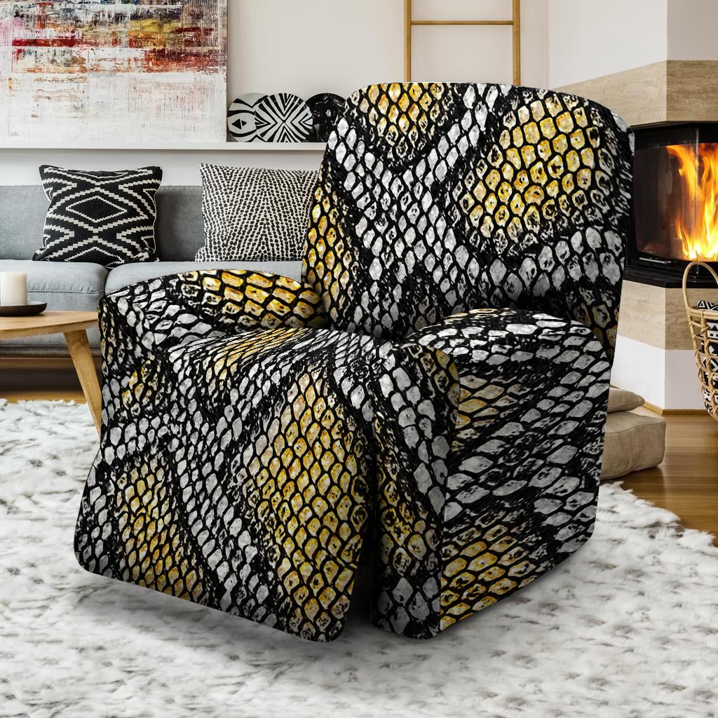 Yellow Snakeskin print Recliner Cover-grizzshop