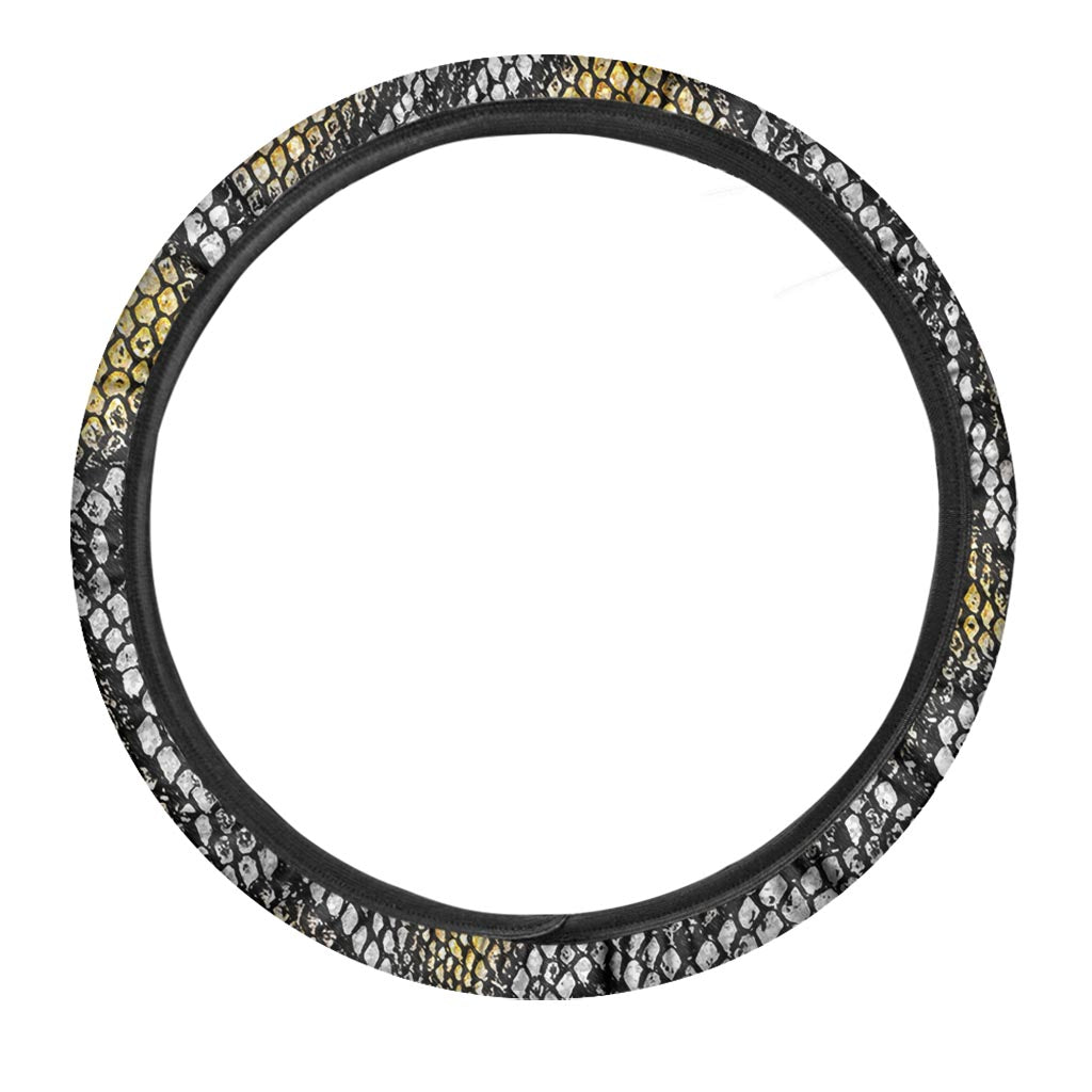 Yellow Snakeskin print Steering Wheel Cover-grizzshop