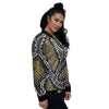 Yellow Snakeskin print Women's Bomber Jacket-grizzshop