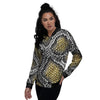 Yellow Snakeskin print Women's Bomber Jacket-grizzshop