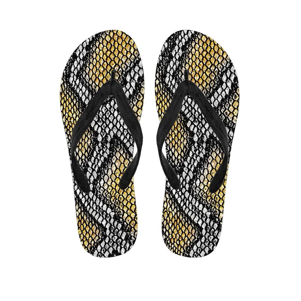 Yellow Snakeskin print Women's Flip Flops-grizzshop