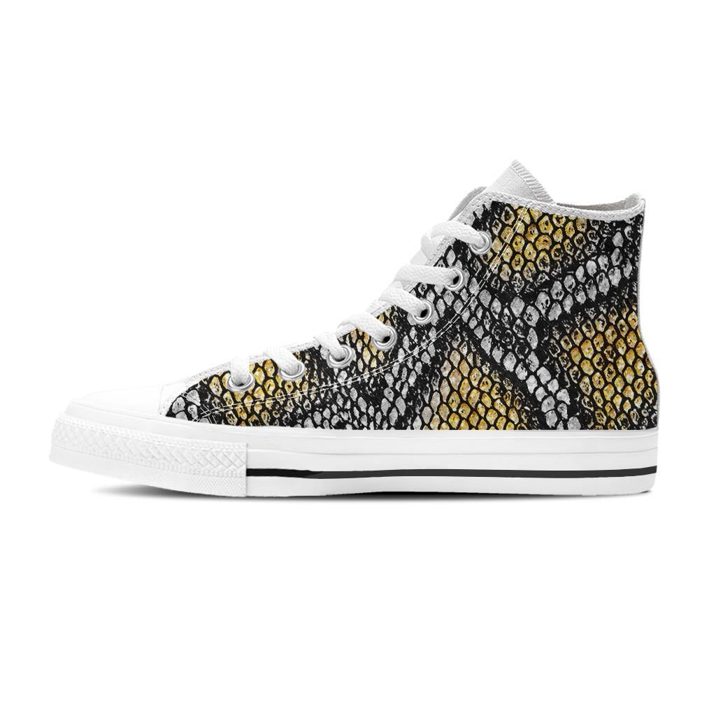 Yellow Snakeskin print Women's High Top Shoes-grizzshop