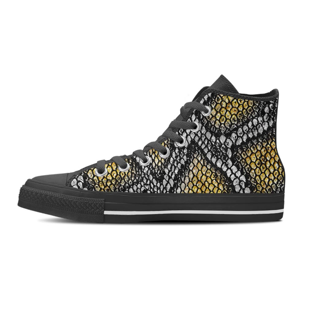 Yellow Snakeskin print Women's High Top Shoes-grizzshop